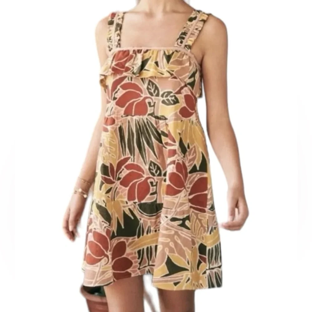 Sezane Fily Vicky Dress in Multi Leaves Print Size FR 34 US 2 - Picture 11 of 11